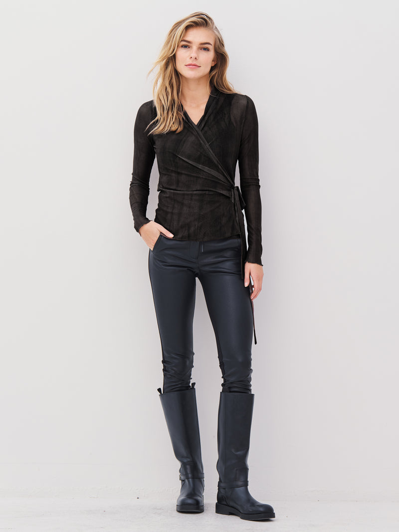 NÜ AGNA RONDA slå-om bluse Bluser 000 Solid black