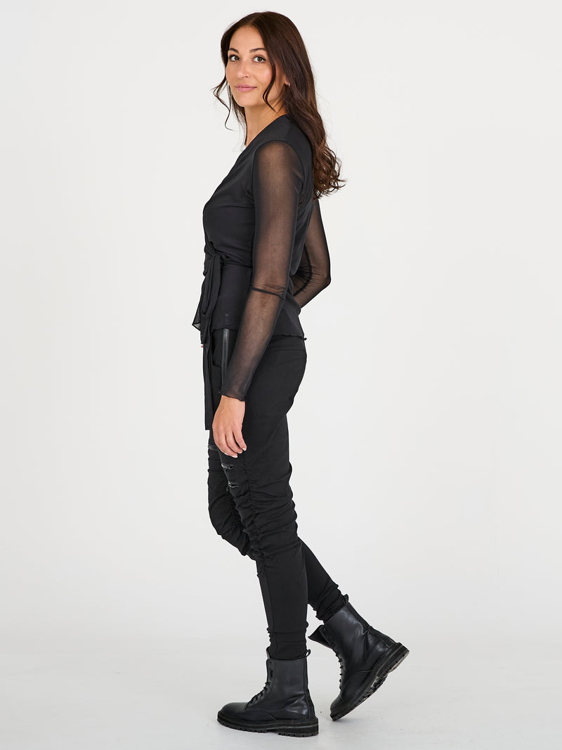 NÜ AGNA RONDA slå-om bluse Bluser 000 Solid black