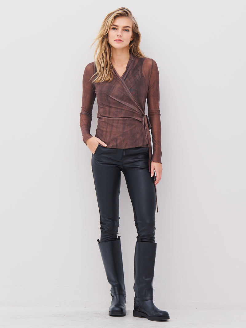 NÜ AGNA RONDA slå-om bluse Bluser 289 Brown Mix