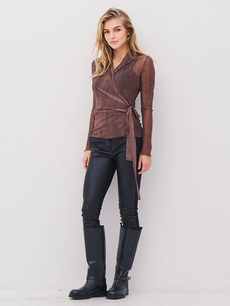 NÜ AGNA RONDA slå-om bluse Bluser 289 Brown Mix