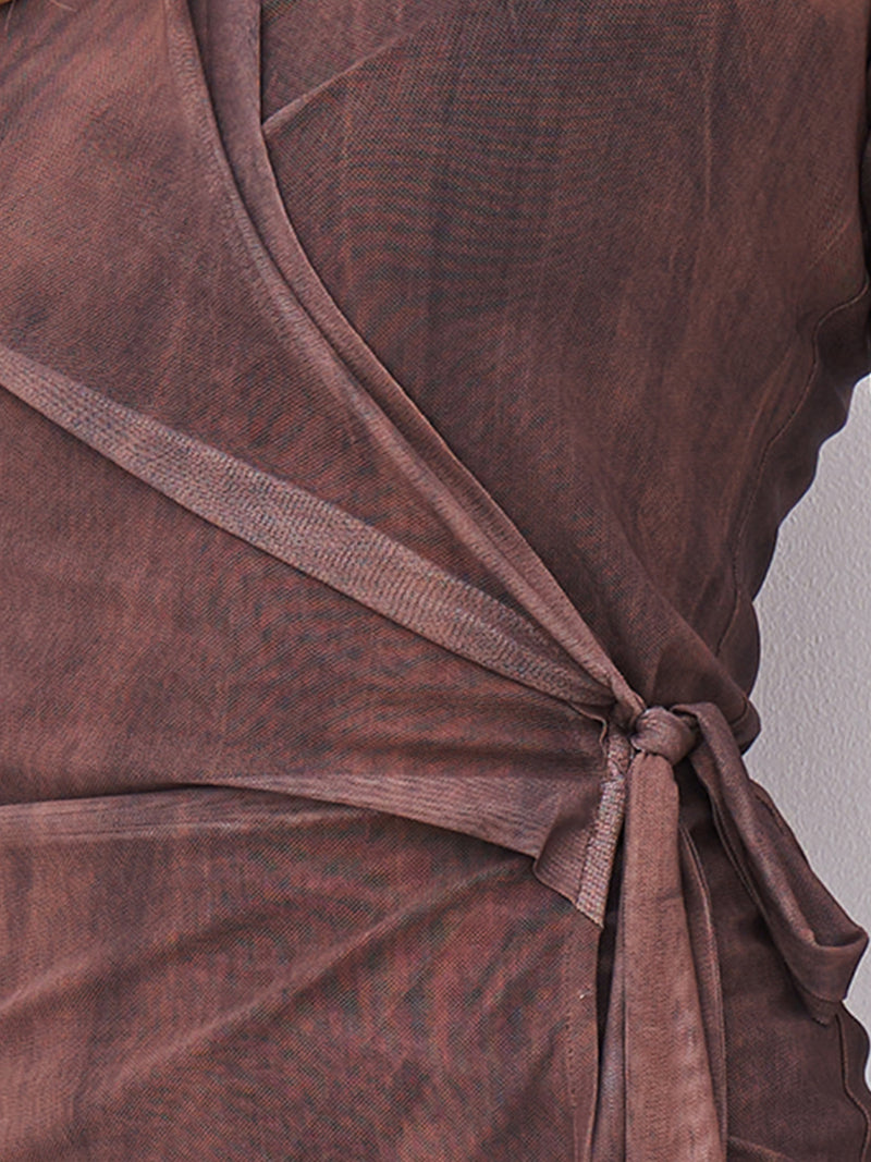 NÜ AGNA RONDA slå-om bluse Bluser 289 Brown Mix