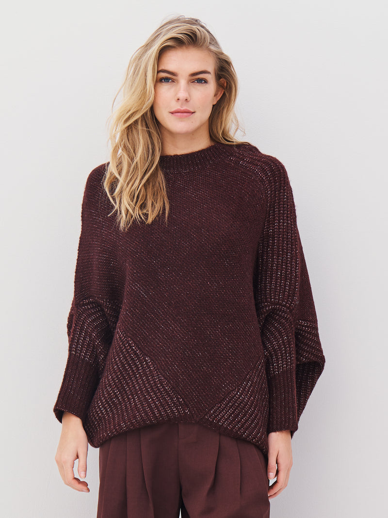 NÜ AMIA strik poncho Ponchos 789 Grape Mix