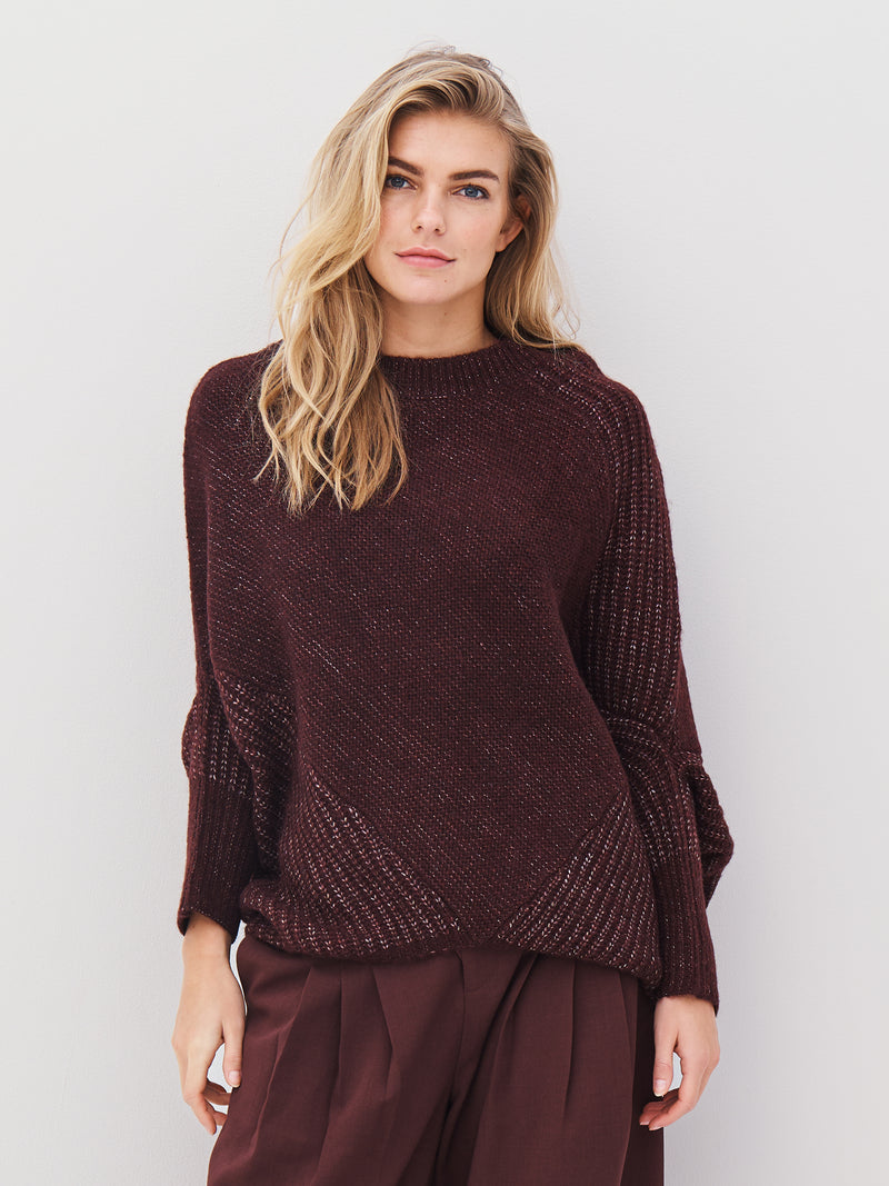 NÜ AMIA strik poncho Ponchos 789 Grape Mix