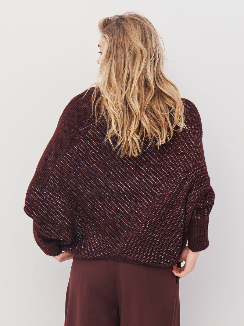 NÜ AMIA strik poncho Ponchos 789 Grape Mix