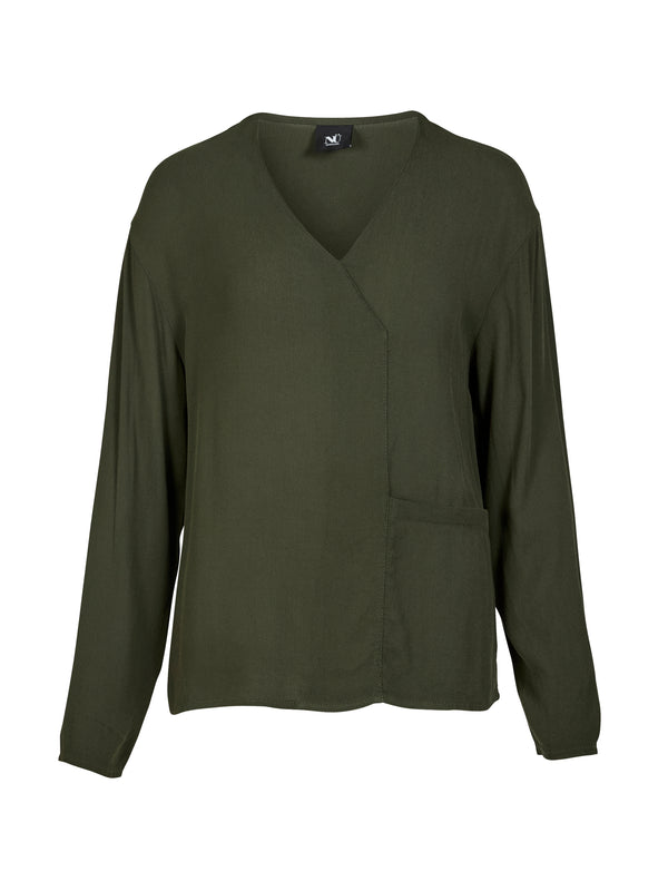 NÜ ANNI V-hals bluse Bluser 385 Dark Green