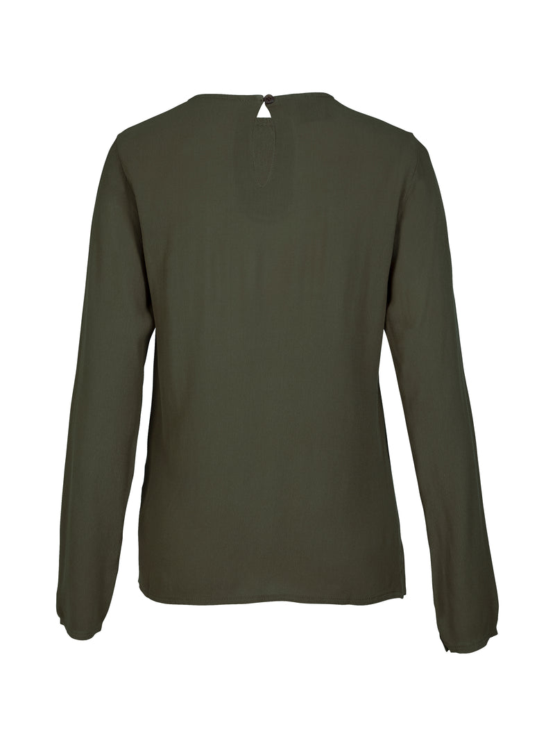 NÜ ANNI draperet bluse Bluser 385 Dark Green