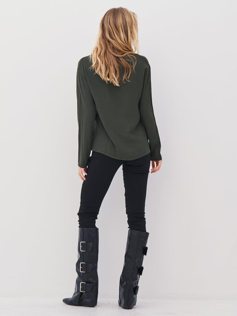 NÜ ANNI draperet bluse Bluser 385 Dark Green