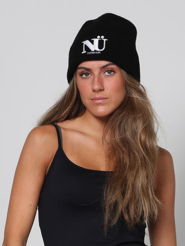 NÜ BEANIE hue Hatte 002 Black with white
