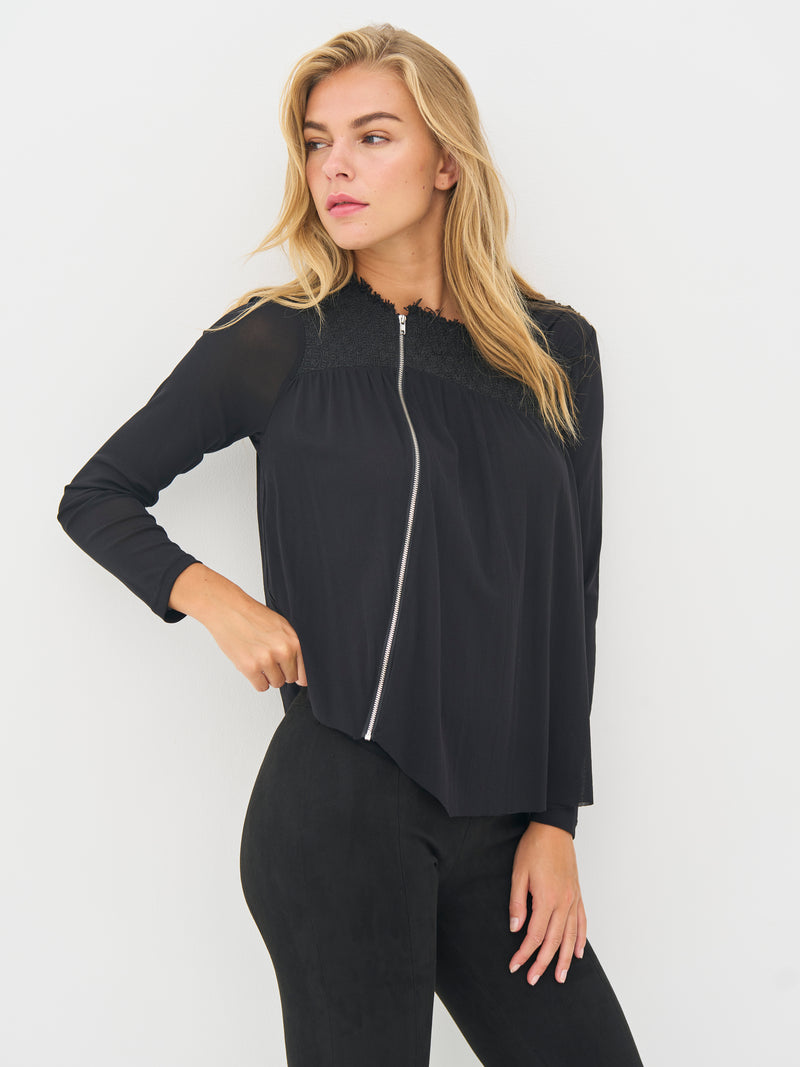 NÜ BETH lynlås bluse Bluser Sort