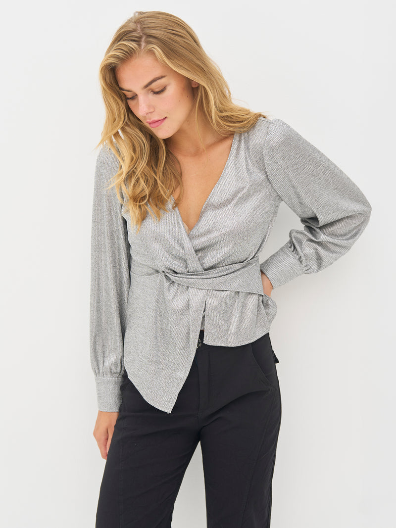 NÜ BIRKE slå-om bluse Bluser 989 iron grey