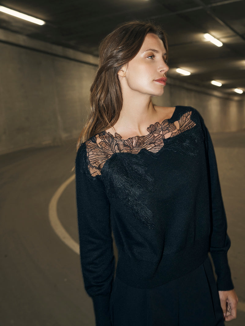 NÜ BOBBI strikbluse Strik Sort