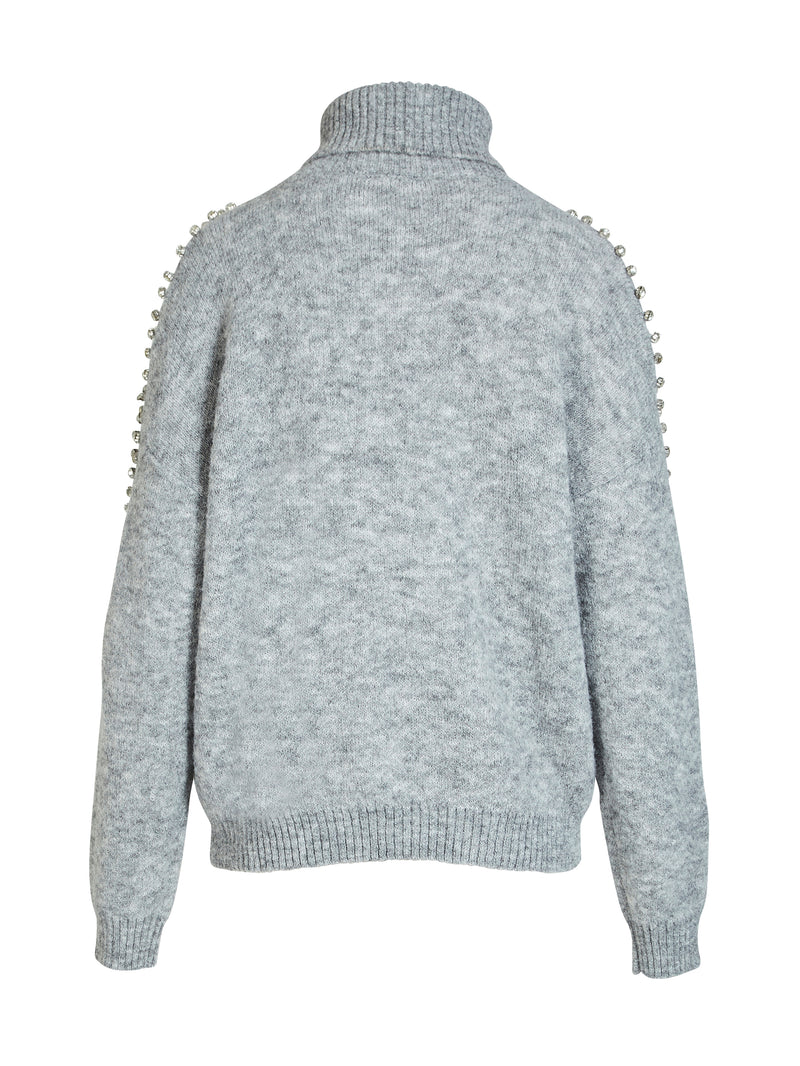 NÜ BODIL rullekravebluse Strik 989 iron grey