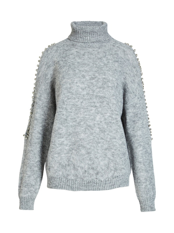 NÜ BODIL rullekravebluse Strik 989 iron grey