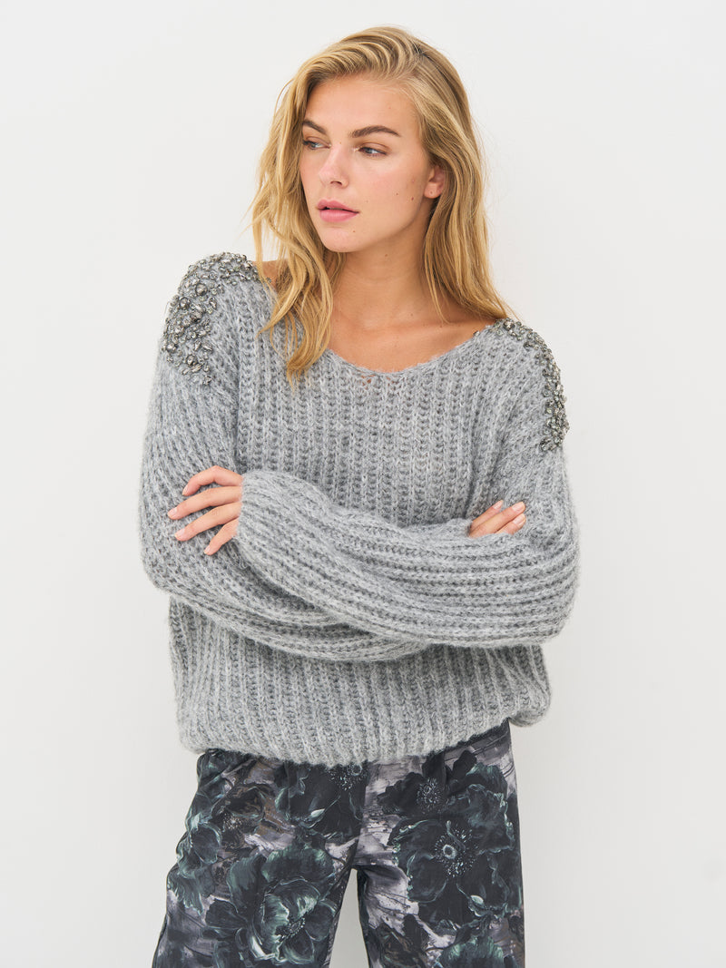 NÜ BODIL strikbluse Strik 989 iron grey