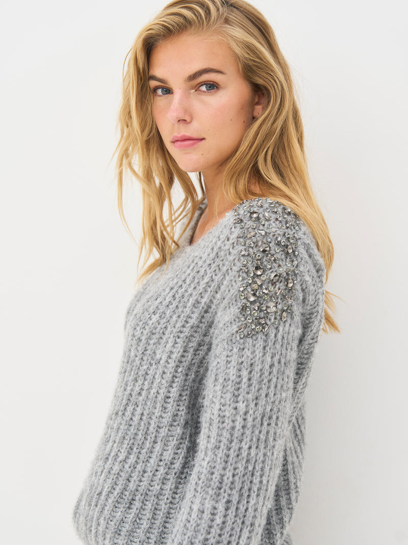 NÜ BODIL strikbluse Strik 989 iron grey