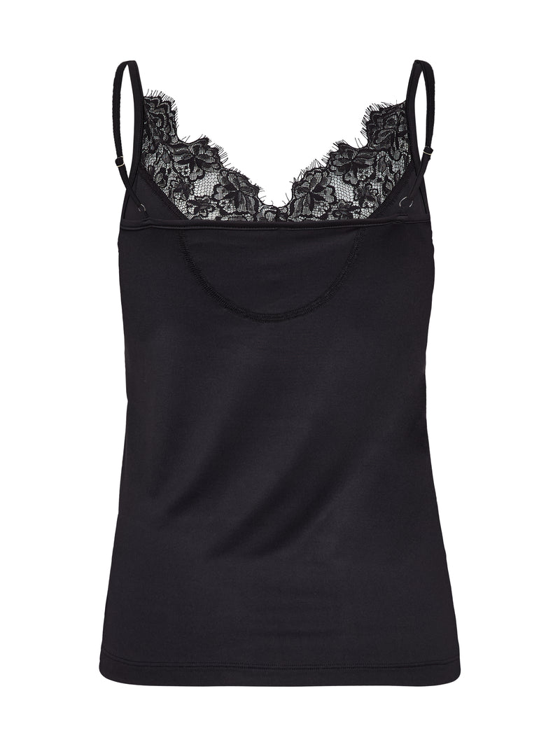 NÜ Bow Top with lace Toppe og t-shirts Sort