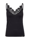 NÜ Bow Top with lace Toppe og t-shirts Sort