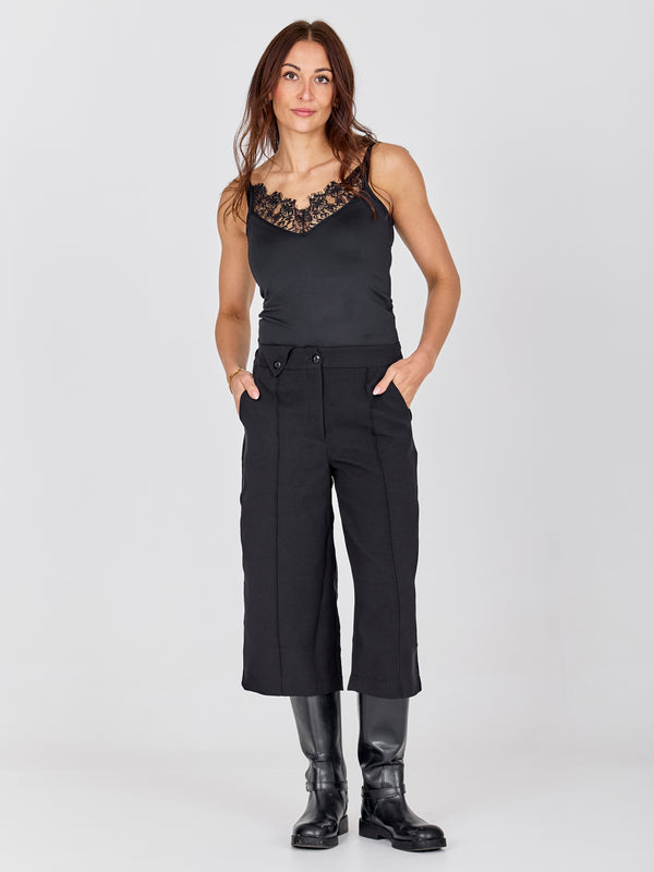 NÜ Bow Top with lace Toppe og t-shirts Sort