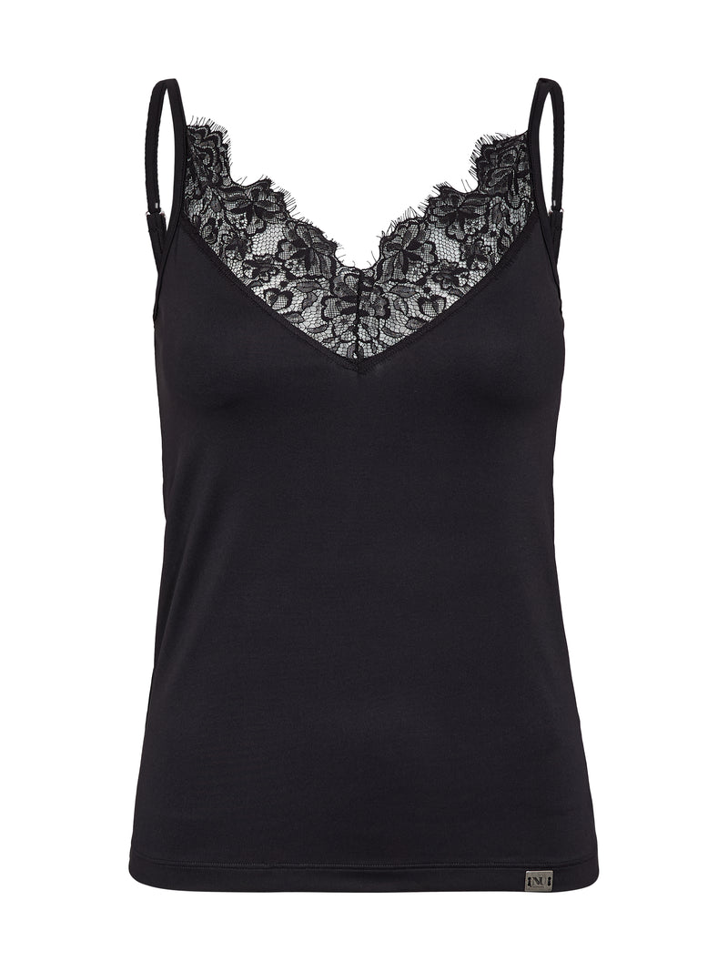NÜ Bow Top with lace Toppe og t-shirts Sort