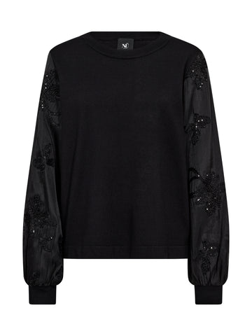 NÜ CHELO Strikbluse Bluser Sort