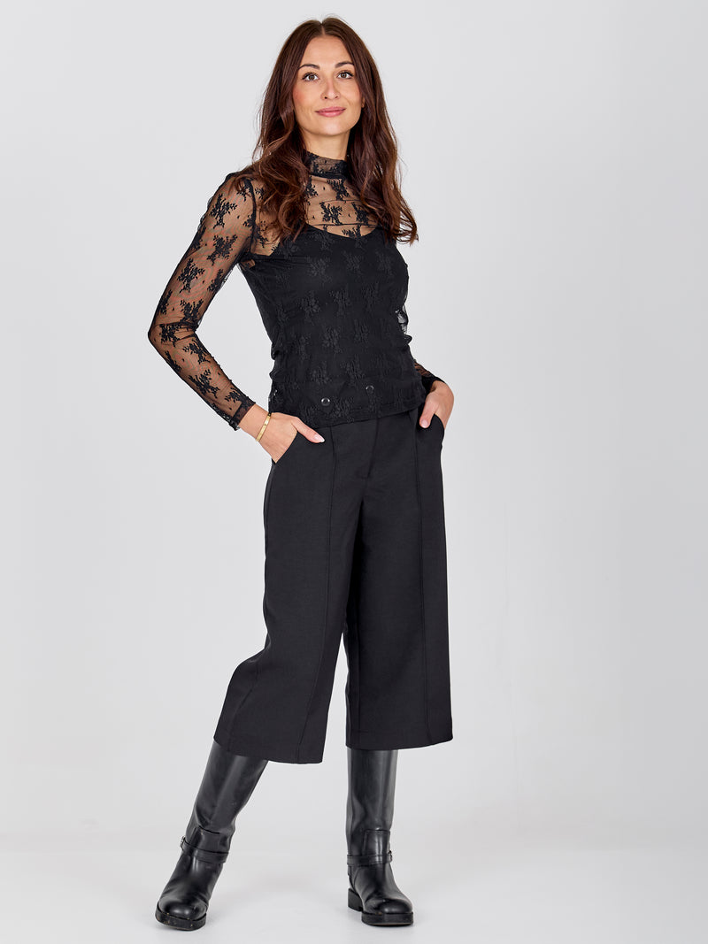 NÜ CHERIESE Mesh Top Toppe og t-shirts Sort