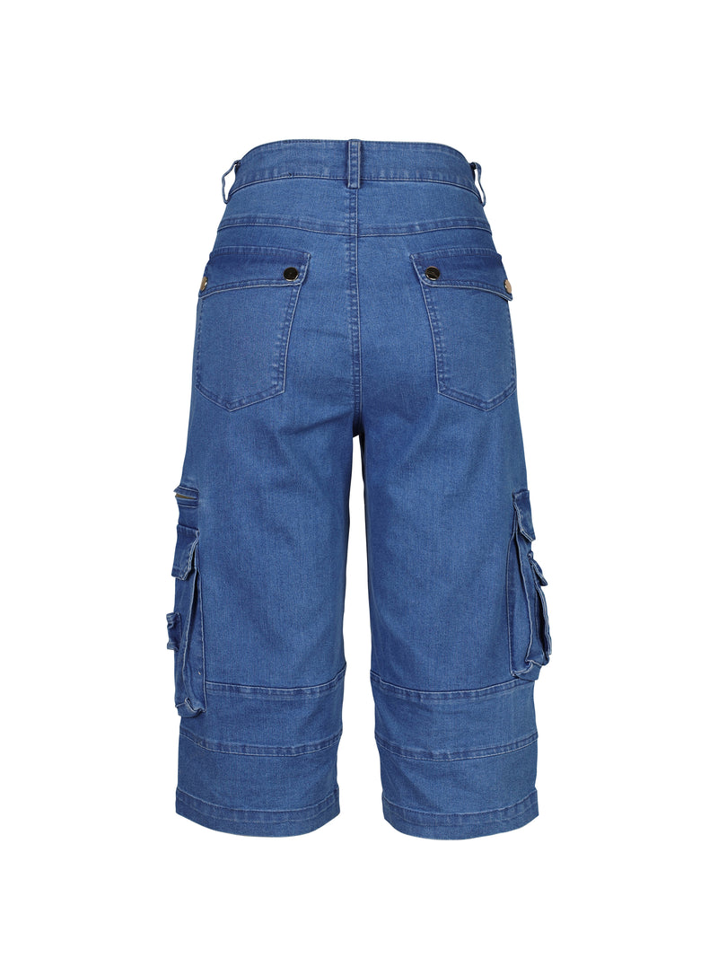 NÜ TAIA bermuda shorts med cargolommer Shorts 481 Denim blue