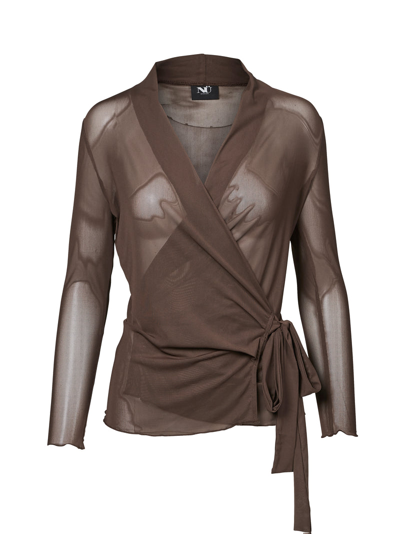 NÜ VINJA mesh cardigan Bluser 224 Dark Brown