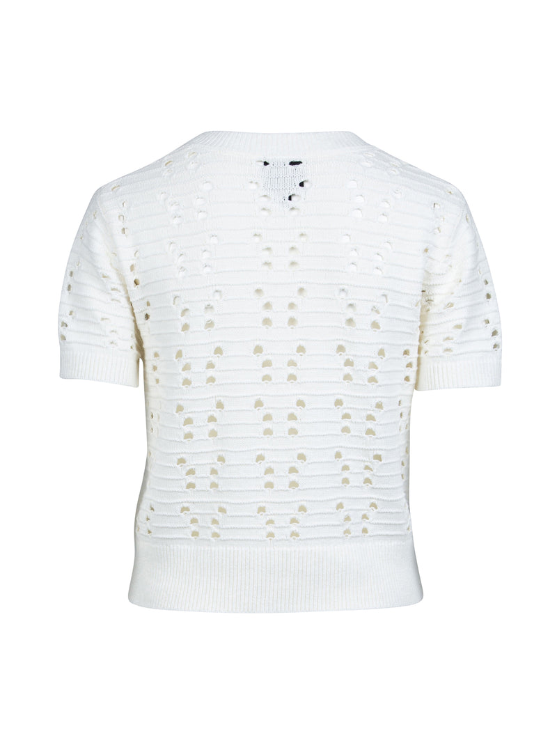 NÜ YAFFA s/s strikbluse Bluser 110 Creme